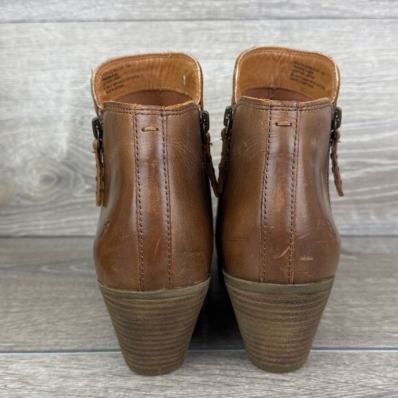 Frye Judith Double Zip Wheat Tan Leather Women’s Sz 10M Heeled Ankle Boots - Picture 4 of 12